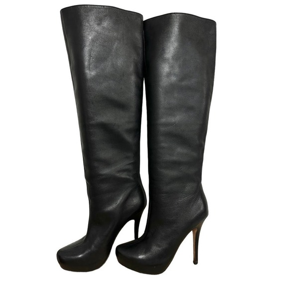 Jean-Michel Cazabat Shoes - Jean-Michel Cazabat Luka Black leather boots knee high Platform stiletto Heels 7